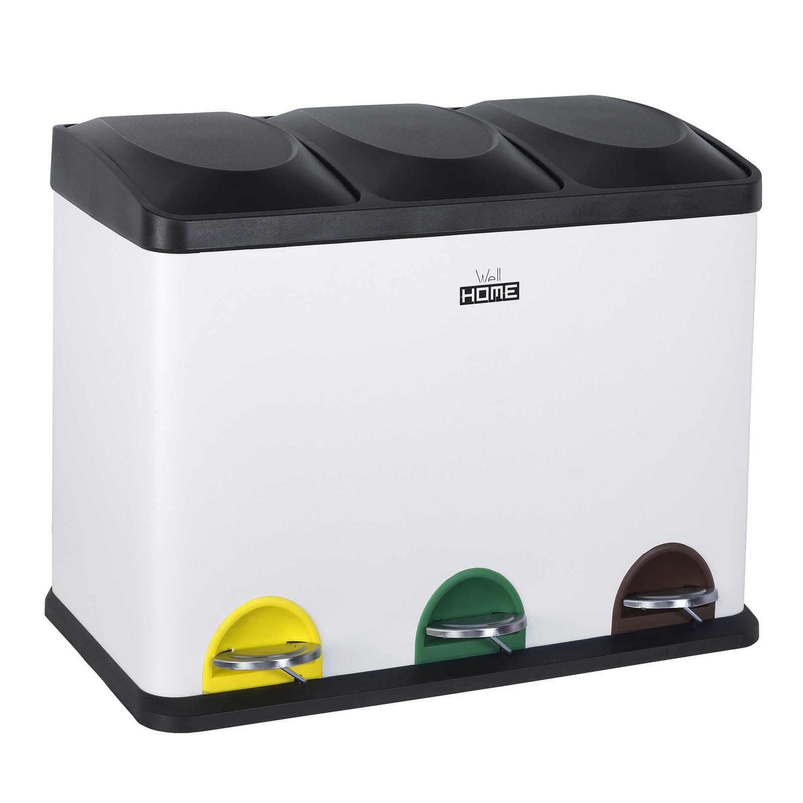 Cubo De Reciclaje Ecologico 45 Litros De 3 Compartimentos, Reciclaje De Basura / Cubos De Reciclaje, Gran Capacidad, Para Papel, Vidrio Y Plastico, Id