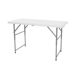 Mesa Plegable Multifuncional de Altura regulable 122 x 60 x 50-74cm, sobre plegable y con asa para su desplazamiento