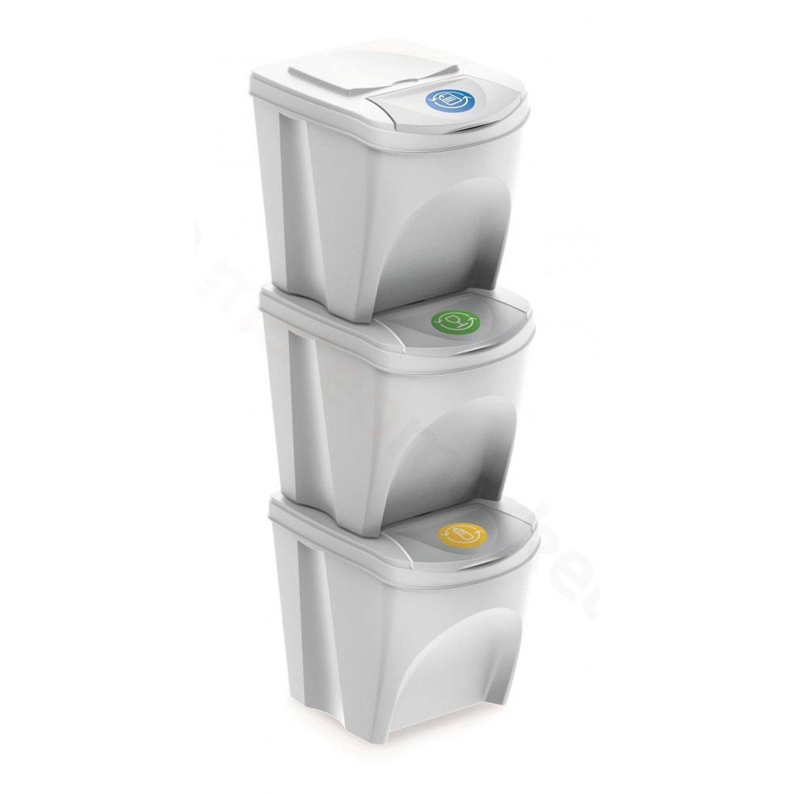 Well Home - Juego De 3 Cubos De Reciclaje De 3X 25Litros Color Blanco