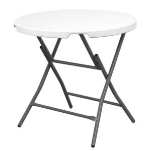 Mesa de coctel plegable 80 x 80 x 74 cm, Sistema compacto de plegado de patas y asa para su desplazamiento