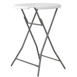 Mesa alta de coctel plegable 80 x 80 x 110 cm, plegado de patas y asa para su desplazamiento