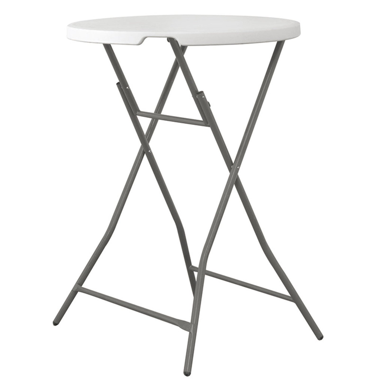 Mesa alta de coctel plegable 80 x 80 x 110 cm, plegado de patas y asa para su desplazamiento